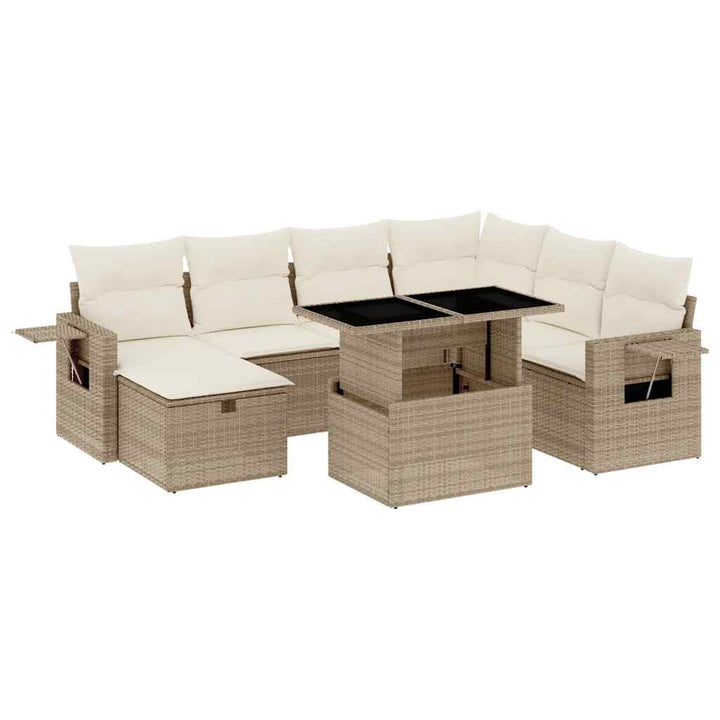sofasæt til haven 8 dele med hynder polyrattan beige