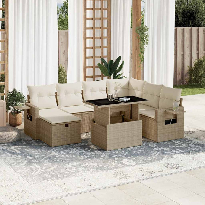 sofasæt til haven 8 dele med hynder polyrattan beige