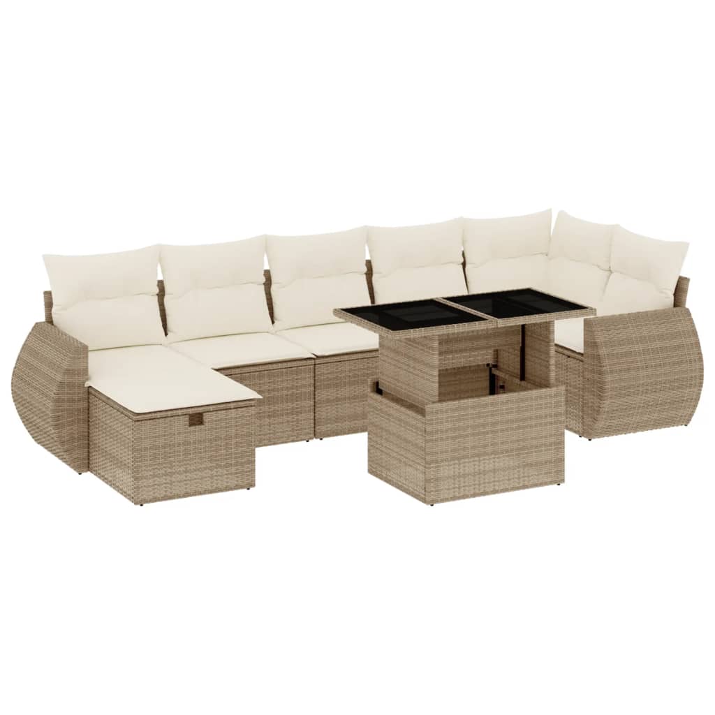 sofasæt til haven 8 dele med hynder polyrattan beige