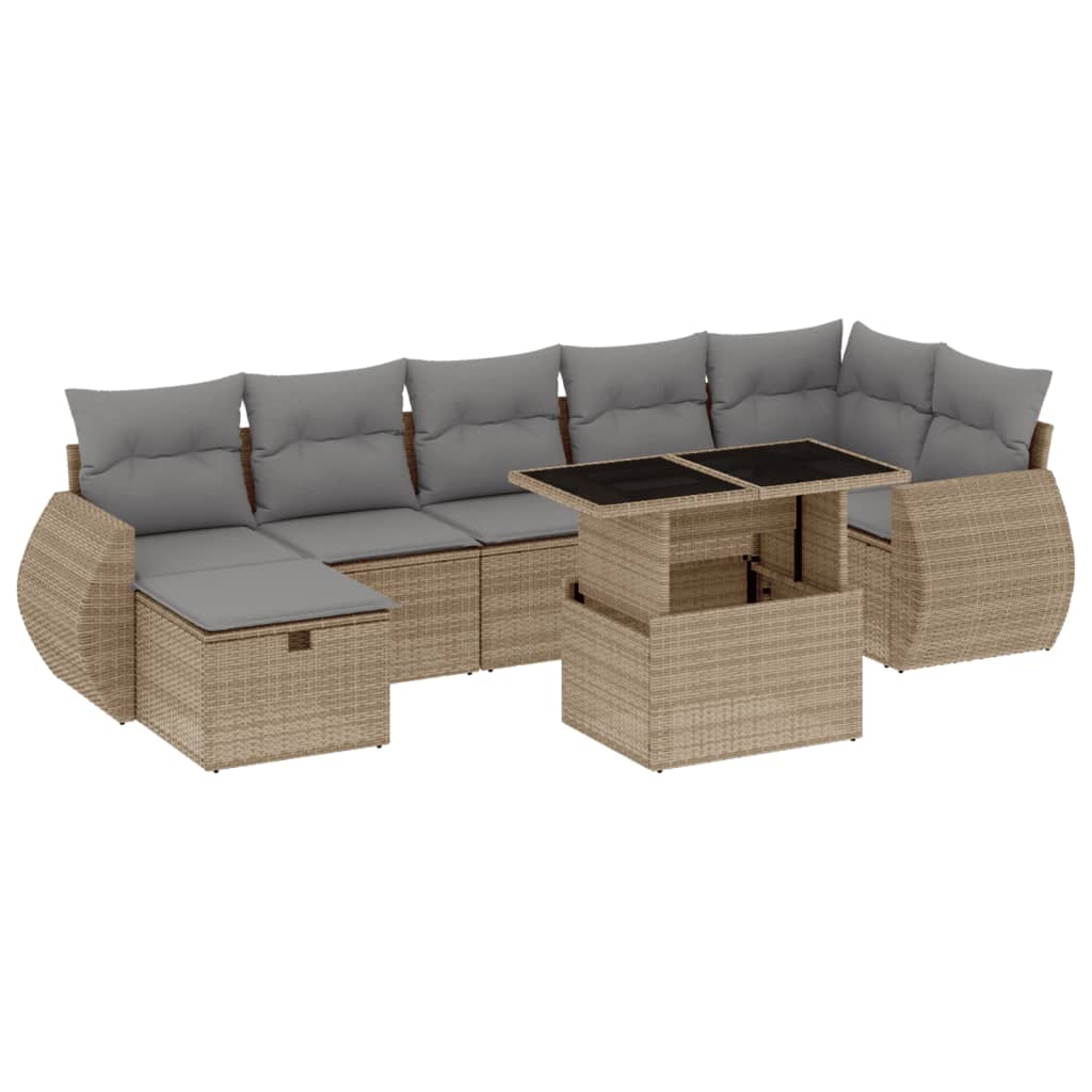 sofasæt til haven 8 dele med hynder polyrattan beige