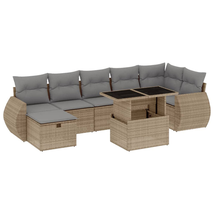 sofasæt til haven 8 dele med hynder polyrattan beige