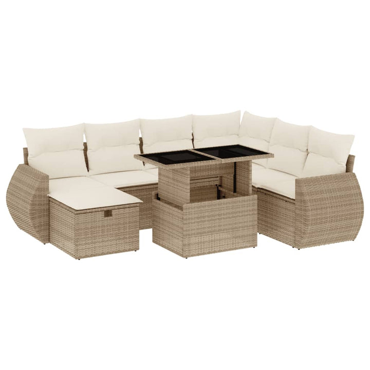 sofasæt til haven 8 dele med hynder polyrattan beige