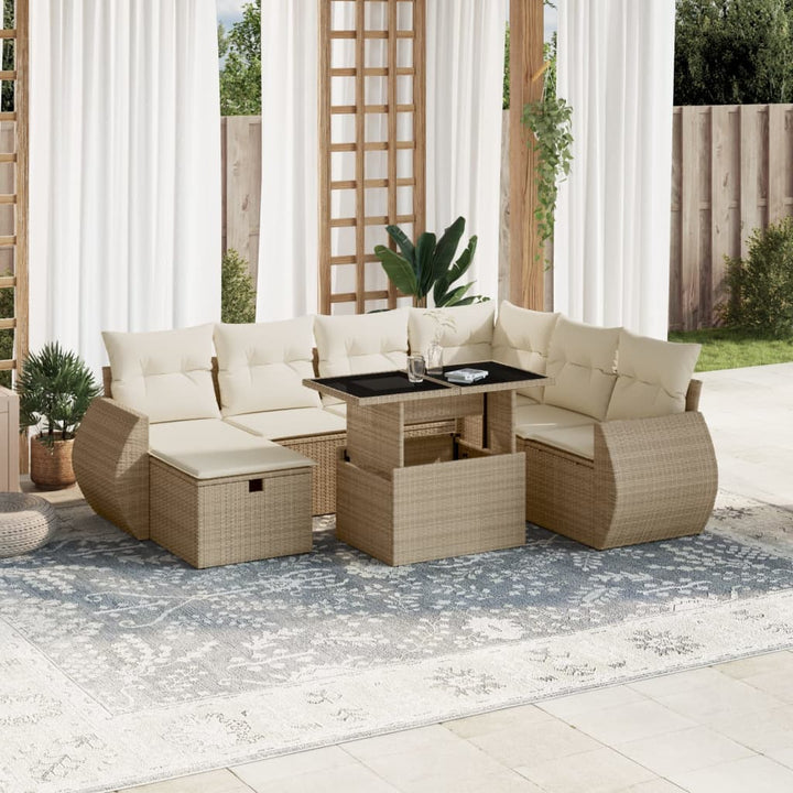 sofasæt til haven 8 dele med hynder polyrattan beige