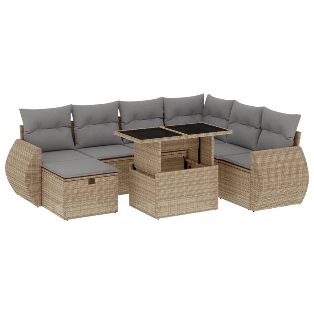 sofasæt til haven 8 dele med hynder polyrattan beige