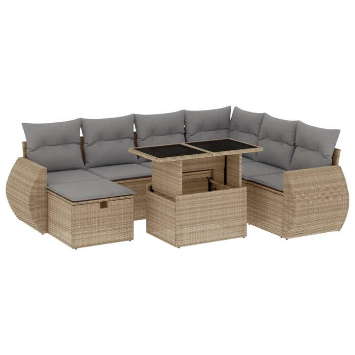 sofasæt til haven 8 dele med hynder polyrattan beige