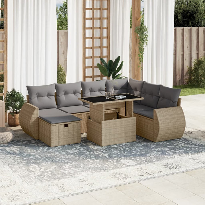 sofasæt til haven 8 dele med hynder polyrattan beige