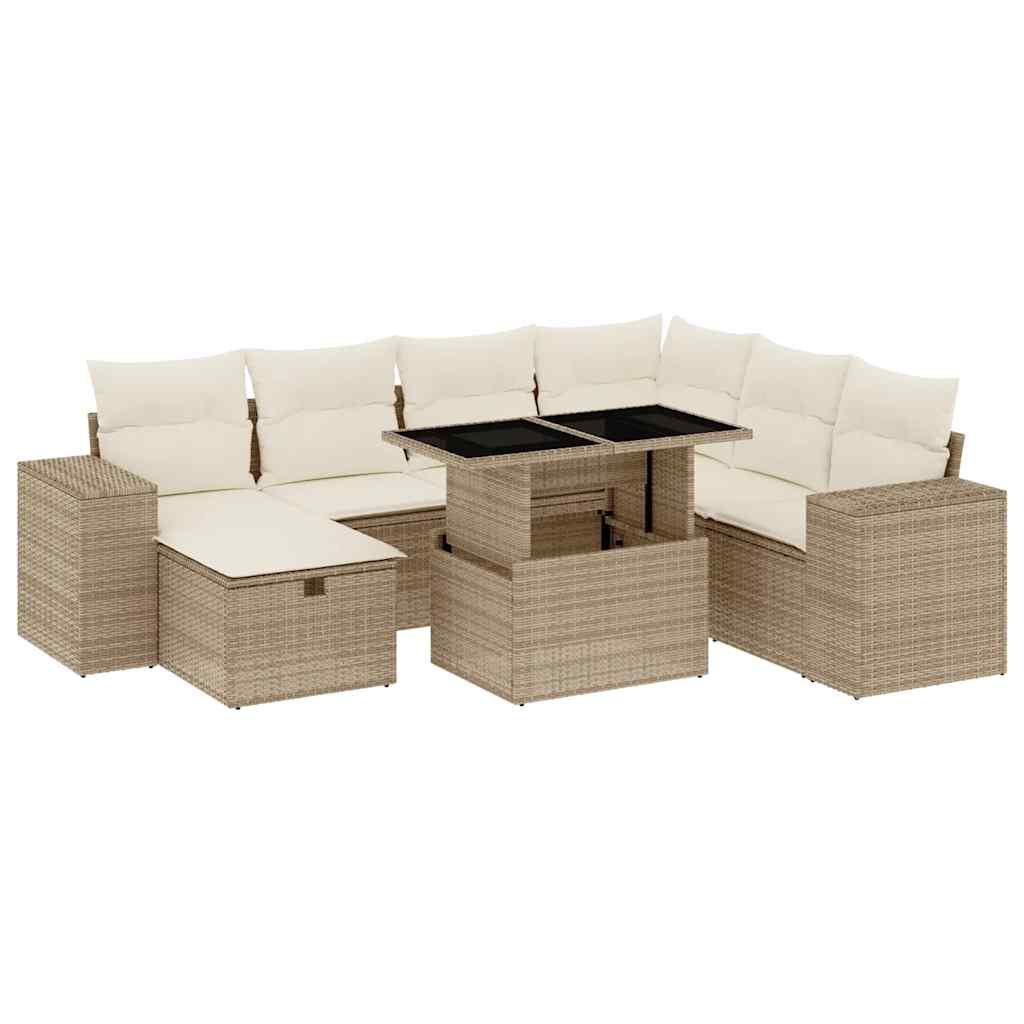 sofasæt til haven 8 dele med hynder polyrattan beige