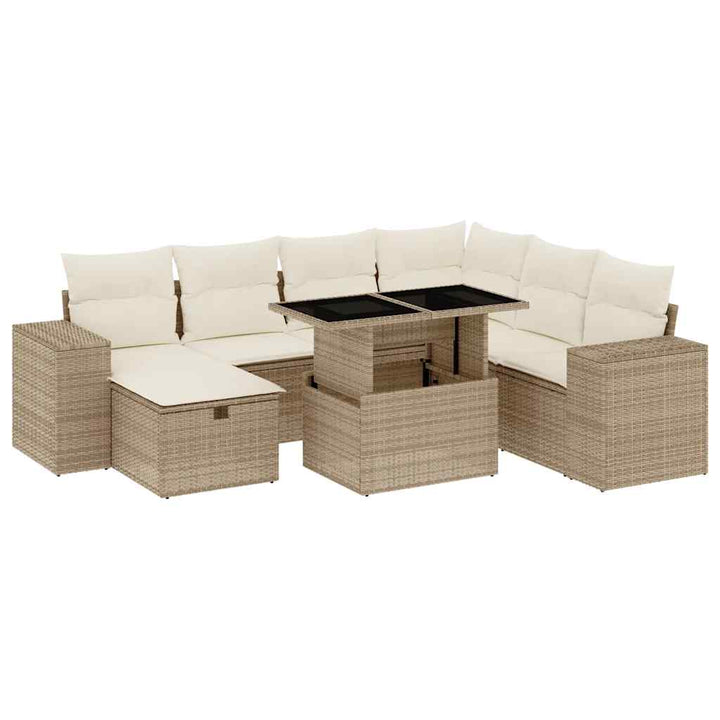 sofasæt til haven 8 dele med hynder polyrattan beige