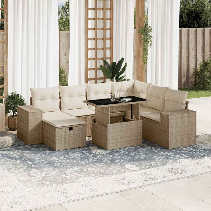sofasæt til haven 8 dele med hynder polyrattan beige