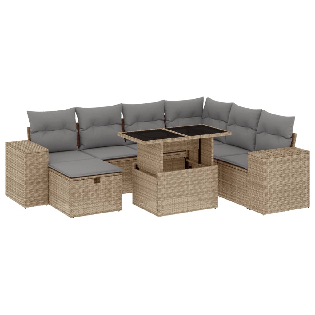 sofasæt til haven 8 dele med hynder polyrattan beige