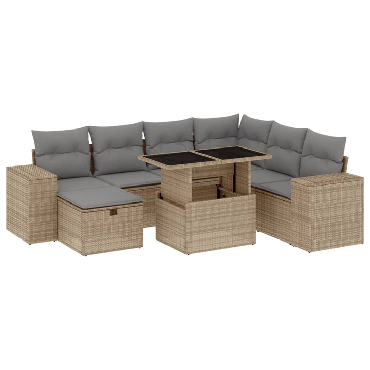 sofasæt til haven 8 dele med hynder polyrattan beige