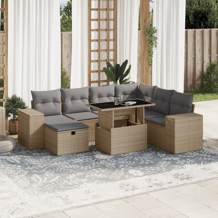 sofasæt til haven 8 dele med hynder polyrattan beige