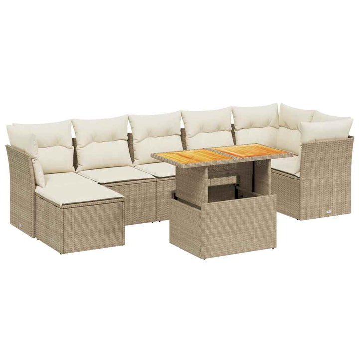 sofasæt til haven 8 dele med hynder polyrattan beige