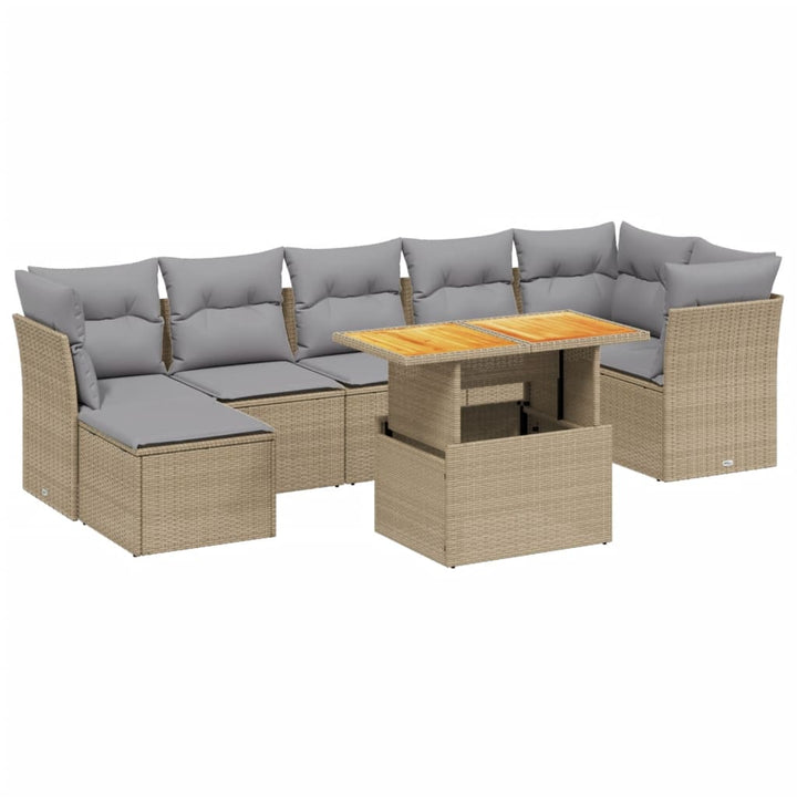 sofasæt til haven 8 dele med hynder polyrattan beige