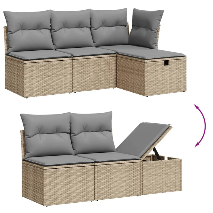 sofasæt til haven 8 dele med hynder polyrattan beige