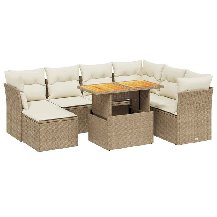 sofasæt til haven 8 dele med hynder polyrattan beige