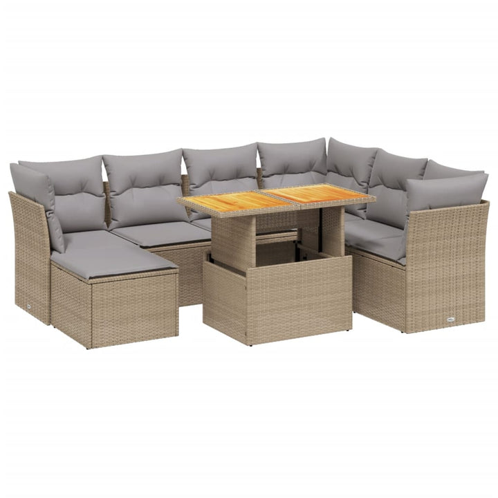 sofasæt til haven 8 dele med hynder polyrattan beige