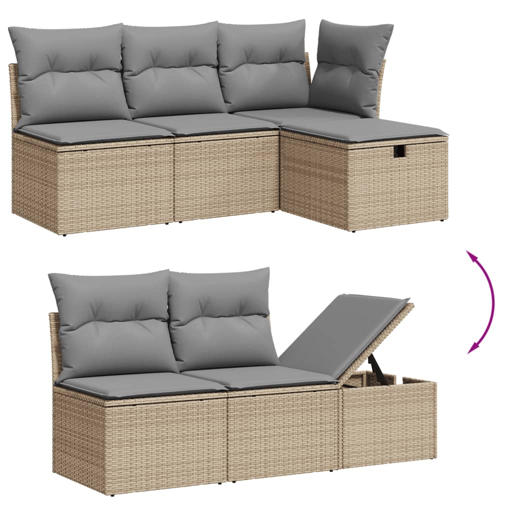 sofasæt til haven 8 dele med hynder polyrattan beige