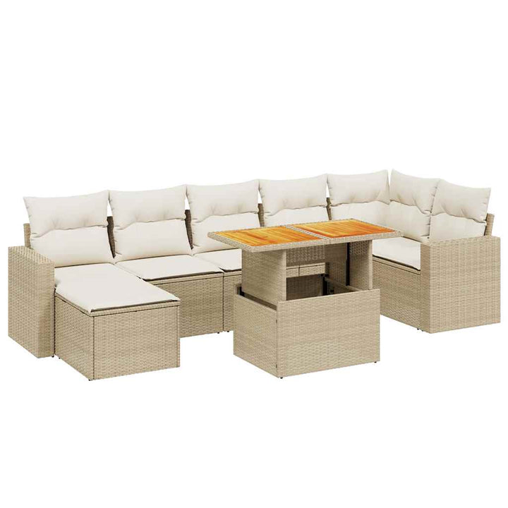 sofasæt til haven 8 dele med hynder polyrattan beige