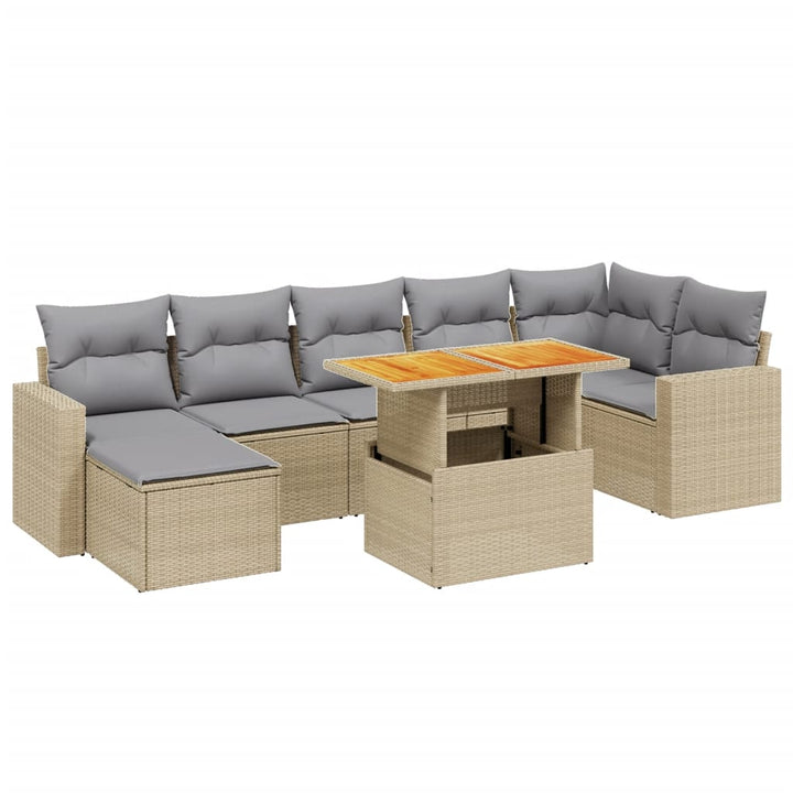sofasæt til haven 8 dele med hynder polyrattan beige