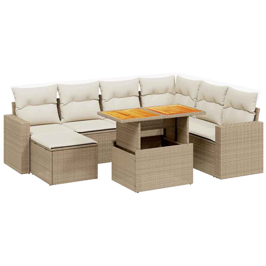 sofasæt til haven 8 dele med hynder polyrattan beige