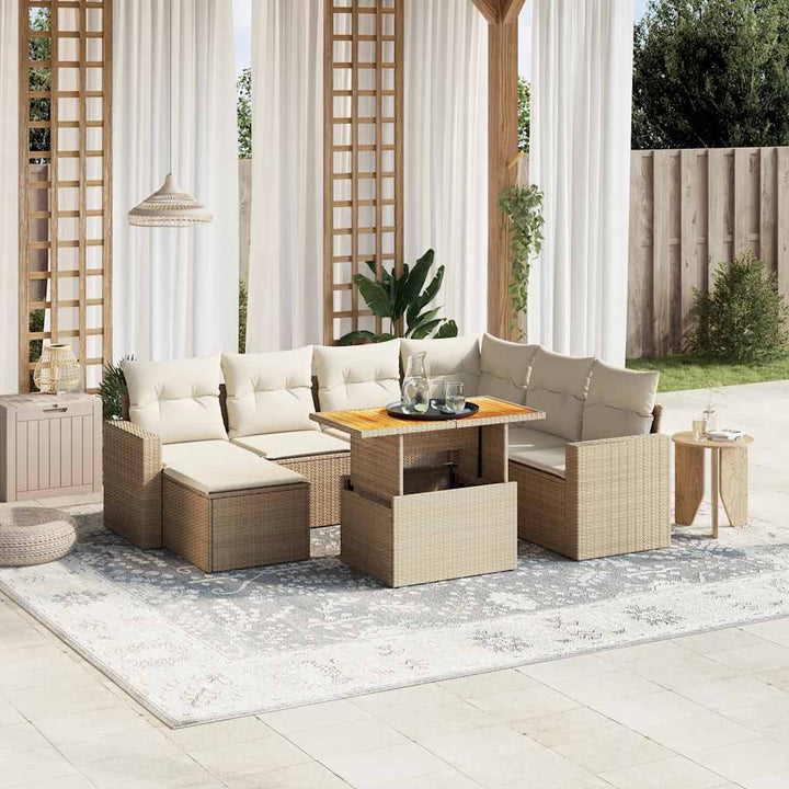 sofasæt til haven 8 dele med hynder polyrattan beige
