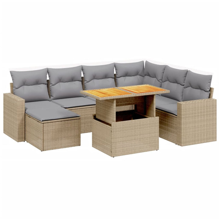 sofasæt til haven 8 dele med hynder polyrattan beige