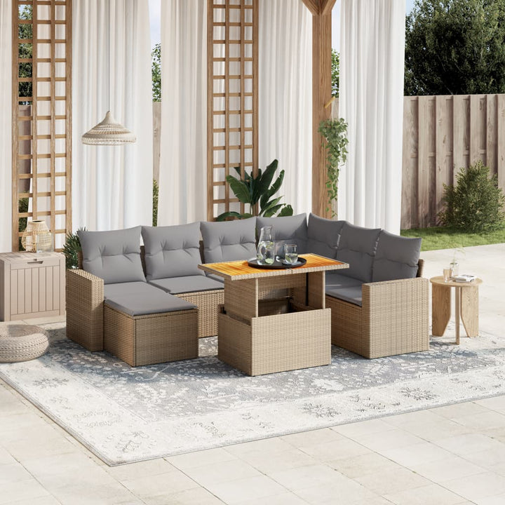 sofasæt til haven 8 dele med hynder polyrattan beige