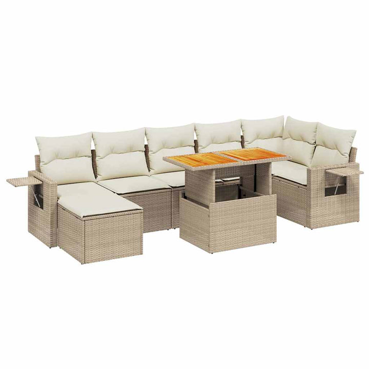 sofasæt til haven 8 dele med hynder polyrattan beige