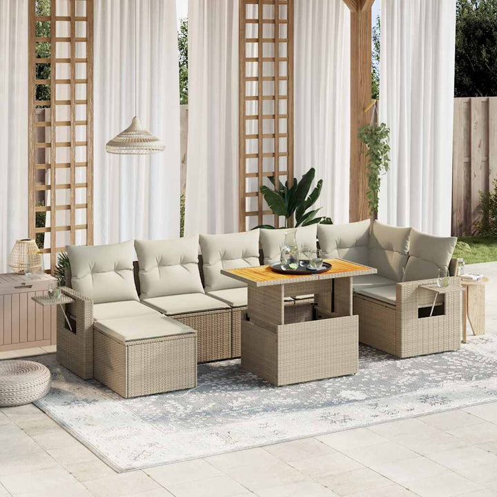 sofasæt til haven 8 dele med hynder polyrattan beige