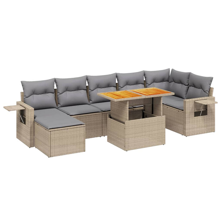 sofasæt til haven 8 dele med hynder polyrattan beige