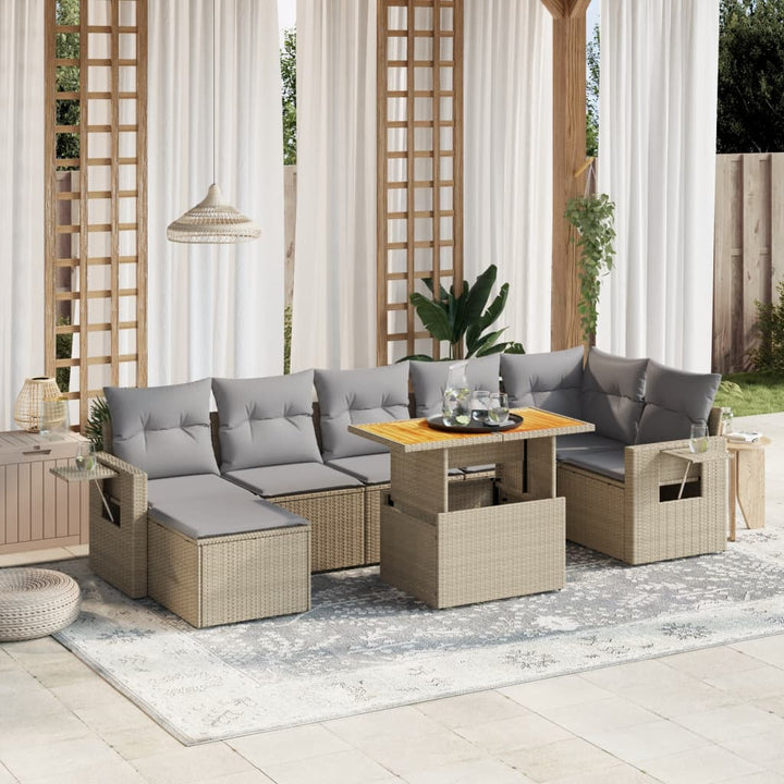 sofasæt til haven 8 dele med hynder polyrattan beige