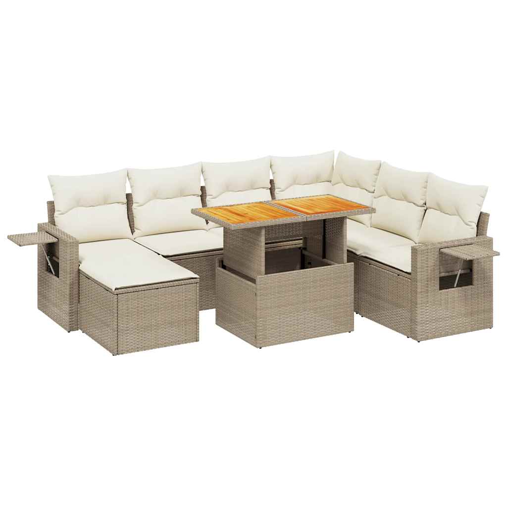 sofasæt til haven 8 dele med hynder polyrattan beige