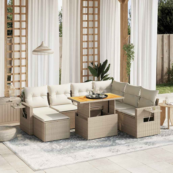 sofasæt til haven 8 dele med hynder polyrattan beige