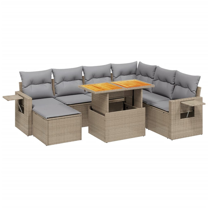 sofasæt til haven 8 dele med hynder polyrattan beige