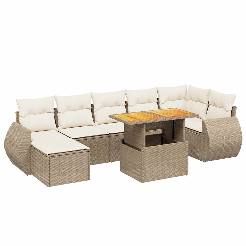 sofasæt til haven 8 dele med hynder polyrattan beige