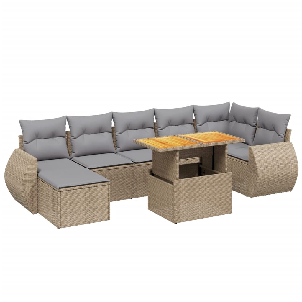 sofasæt til haven 8 dele med hynder polyrattan beige