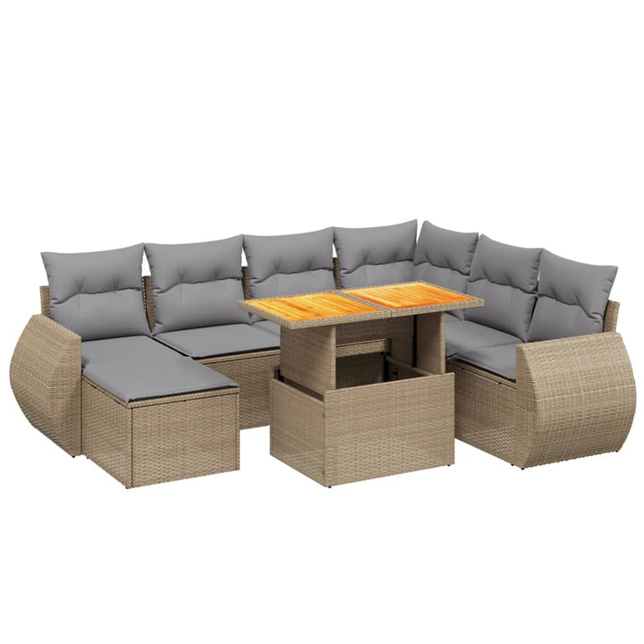 sofasæt til haven 8 dele med hynder polyrattan beige