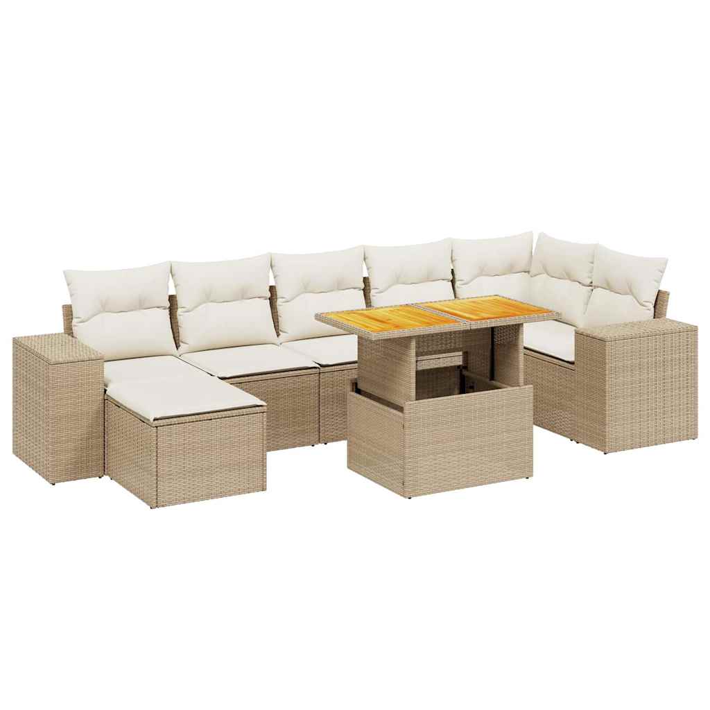 sofasæt til haven 8 dele med hynder polyrattan beige