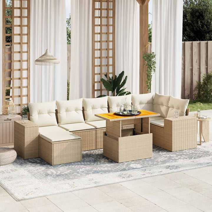 sofasæt til haven 8 dele med hynder polyrattan beige