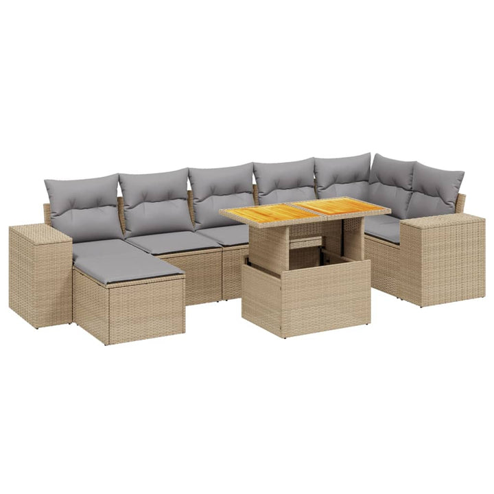 sofasæt til haven 8 dele med hynder polyrattan beige