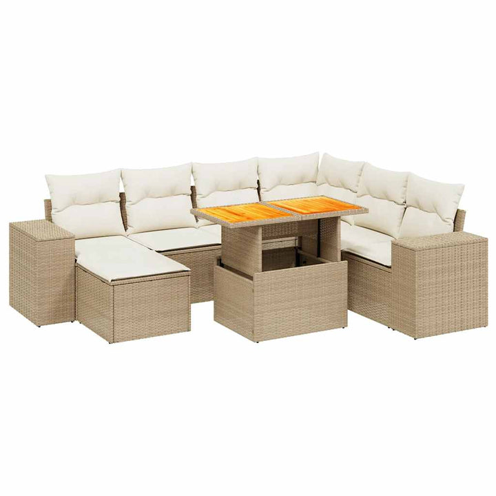 sofasæt til haven 8 dele med hynder polyrattan beige