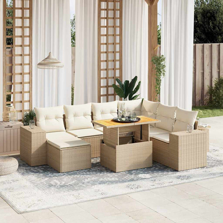 sofasæt til haven 8 dele med hynder polyrattan beige