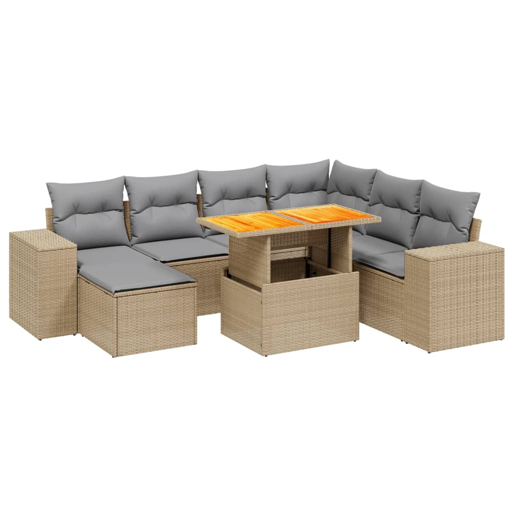 sofasæt til haven 8 dele med hynder polyrattan beige