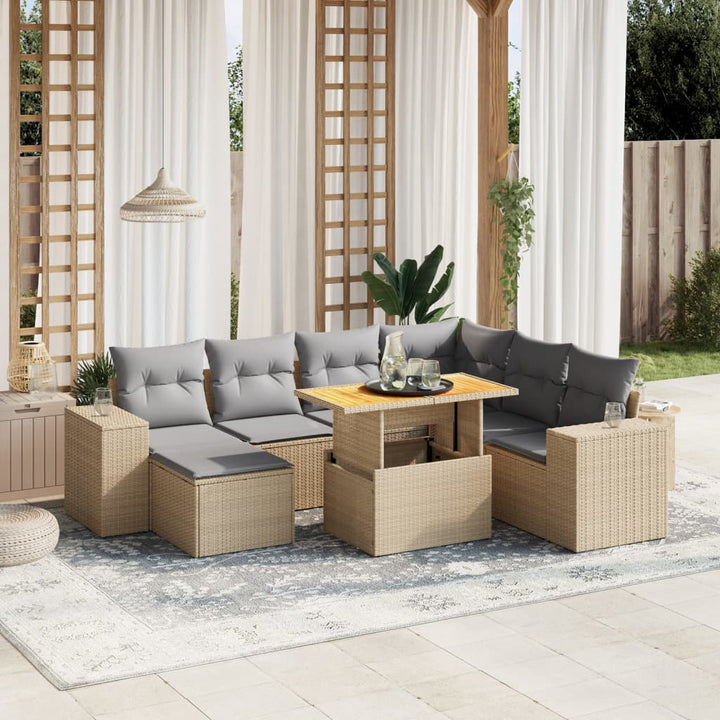 sofasæt til haven 8 dele med hynder polyrattan beige