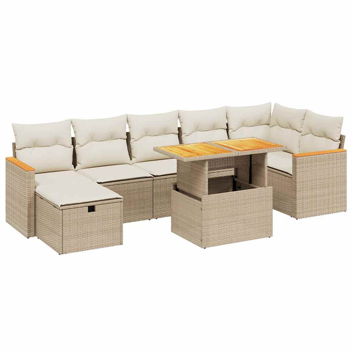sofasæt til haven 8 dele med hynder polyrattan beige