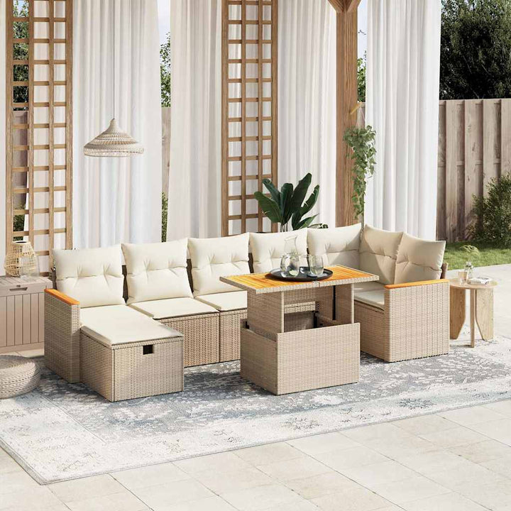 sofasæt til haven 8 dele med hynder polyrattan beige