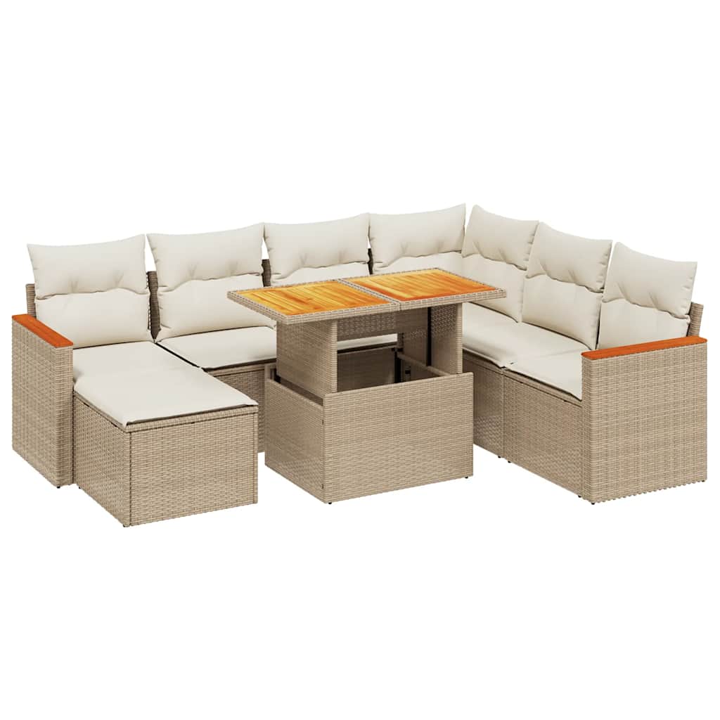 sofasæt til haven 8 dele med hynder polyrattan beige