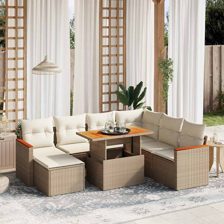 sofasæt til haven 8 dele med hynder polyrattan beige