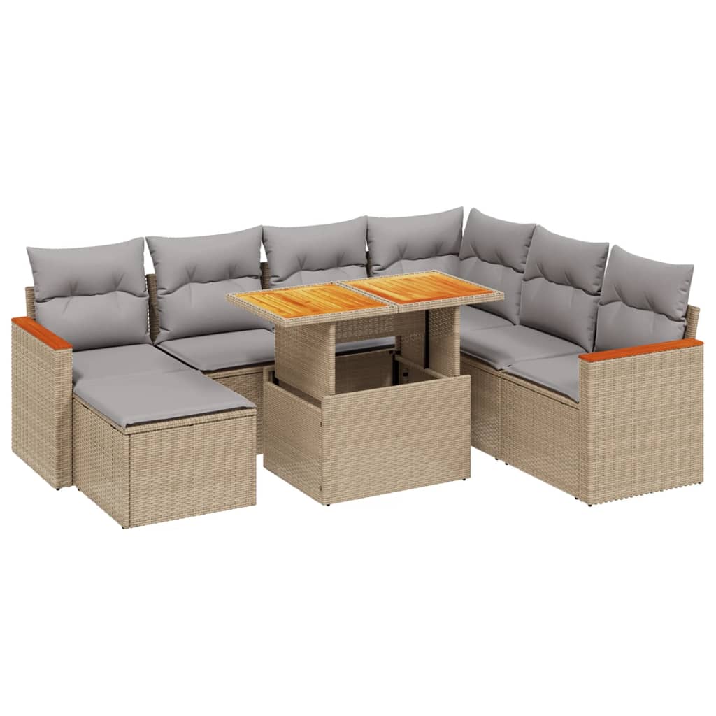 sofasæt til haven 8 dele med hynder polyrattan beige
